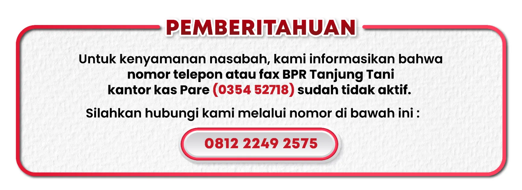 PENGUMUMAN TELP PARE